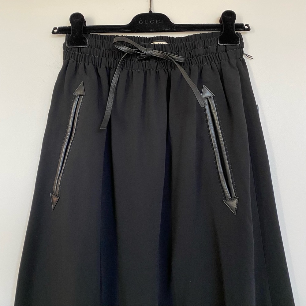 Gucci Midi Skirt Black With Leather Details - Picture 8 of 14